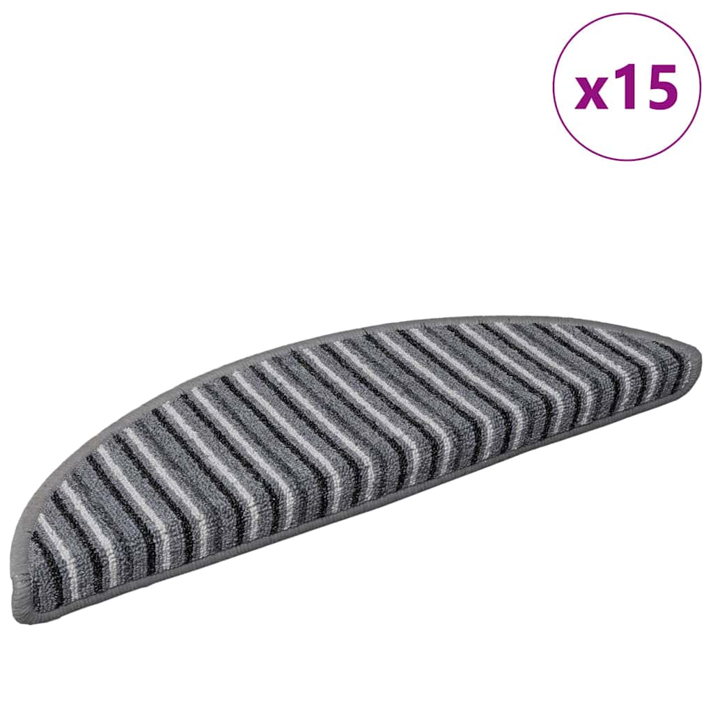 Mochete autocolante pentru scară 15 pcs Gri 56 x 17 x 3 cm GartenMobel Dekor