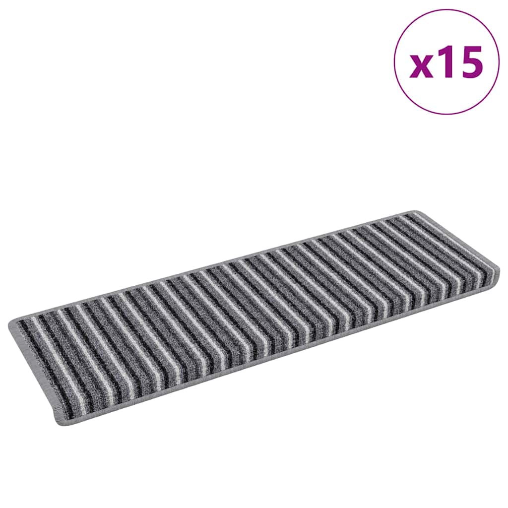 Mochete autocolante pentru scară 15 pcs Gri 65 x 21 x 4 cm GartenMobel Dekor