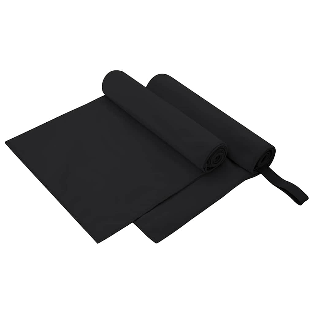 Prosoape Sport 2 pcs Negru 100 x 50 cm Poliester și poliamidă GartenMobel Dekor