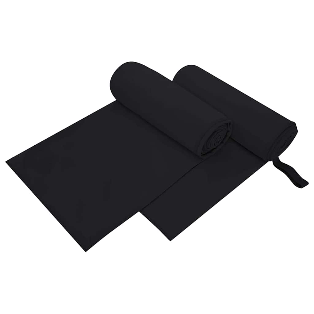 Prosoape Sport 2 pcs Negru 200 x 100 cm Poliester și poliamidă GartenMobel Dekor