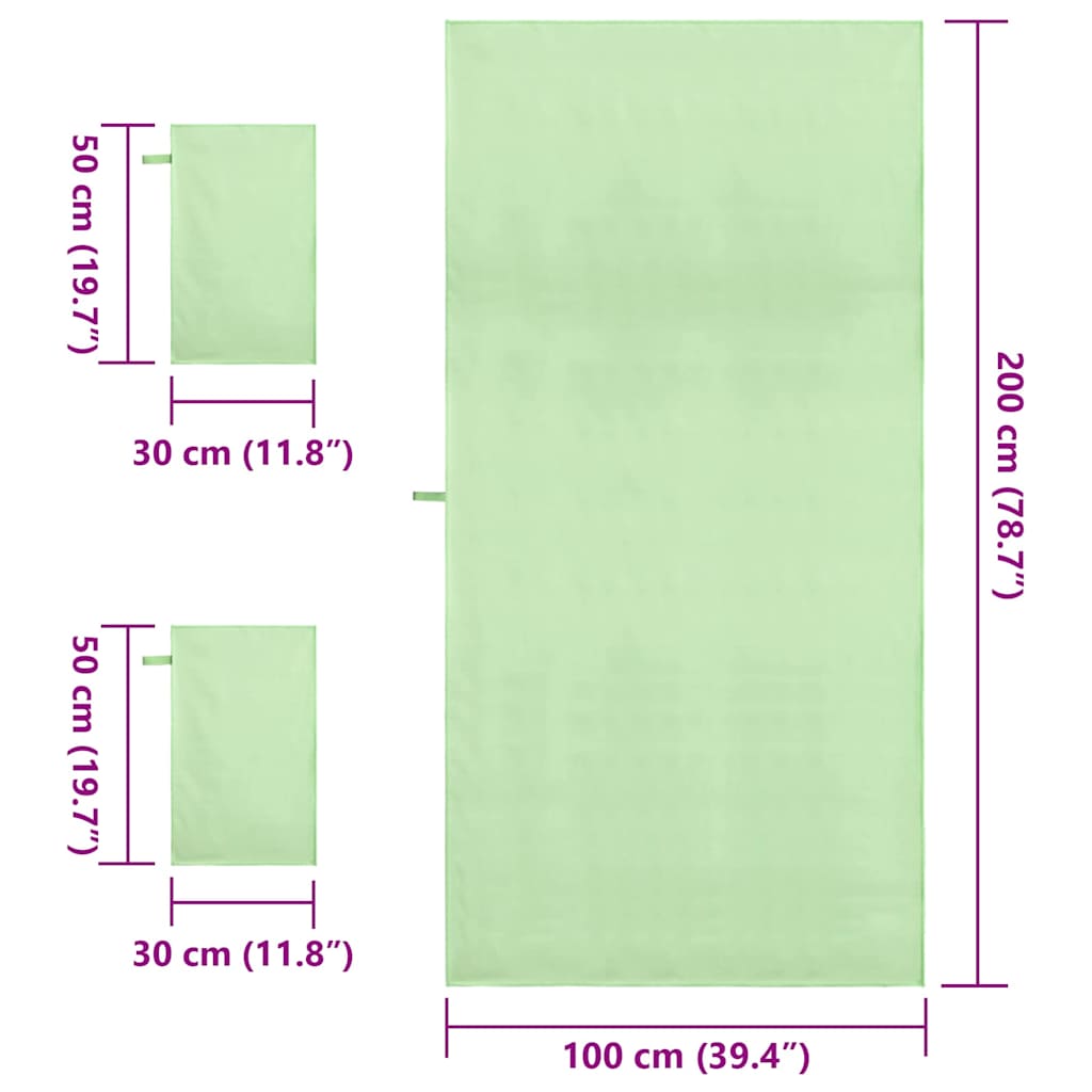 Set de Prosoape Sport 3 pcs Verde Poliester și poliamidă GartenMobel Dekor