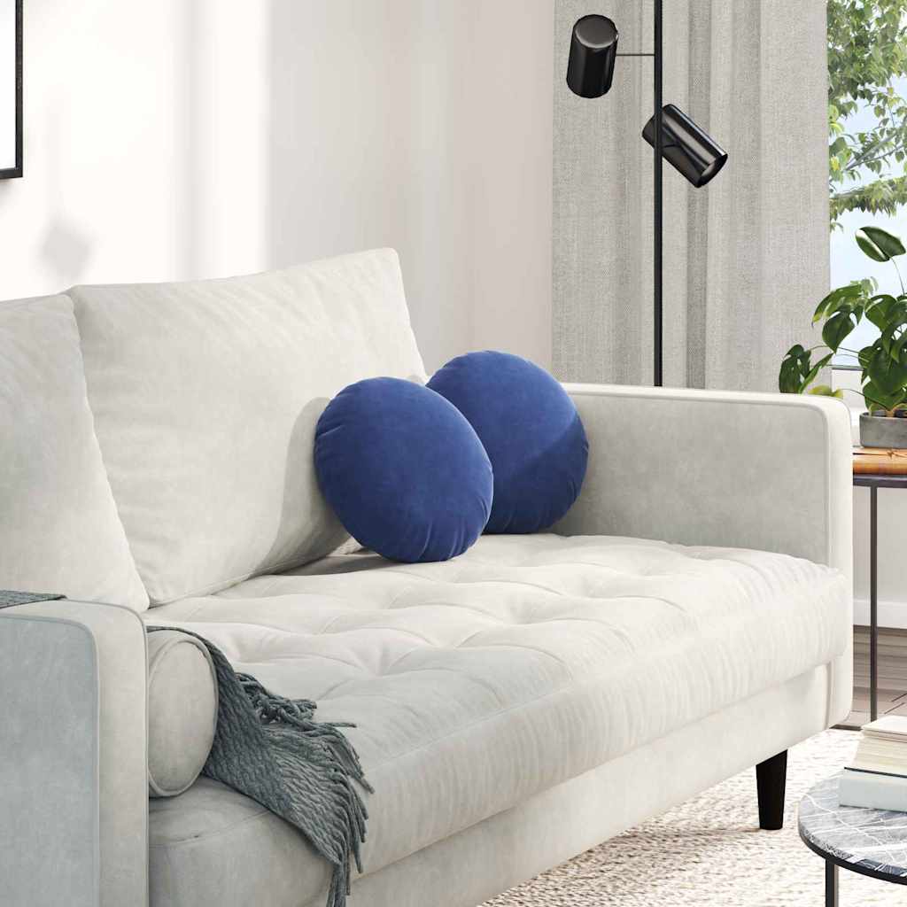 Perne de Șezut 2 pcs Albastru Poliție Ø 40 x 13 cm Catifea GartenMobel Dekor