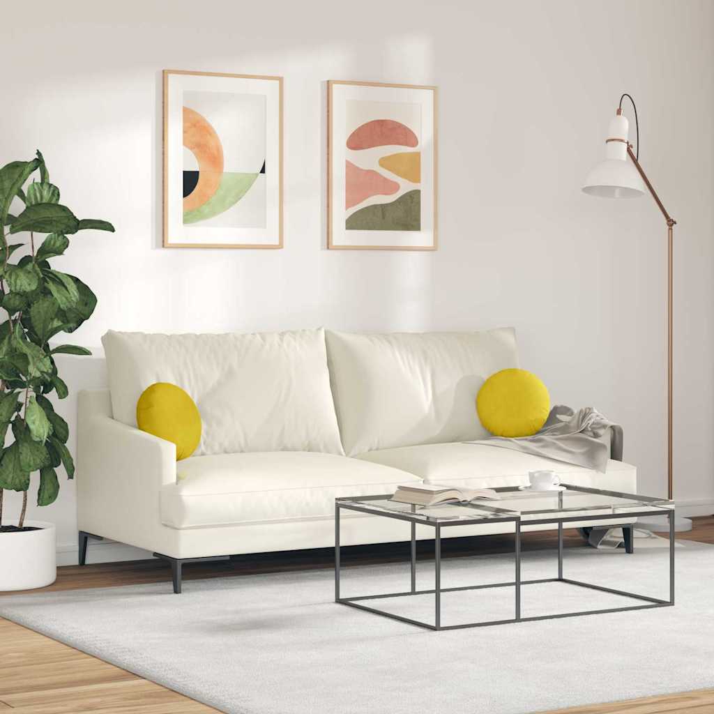 Perne de Șezut 2 pcs Galben Ø 40 x 13 cm Catifea GartenMobel Dekor