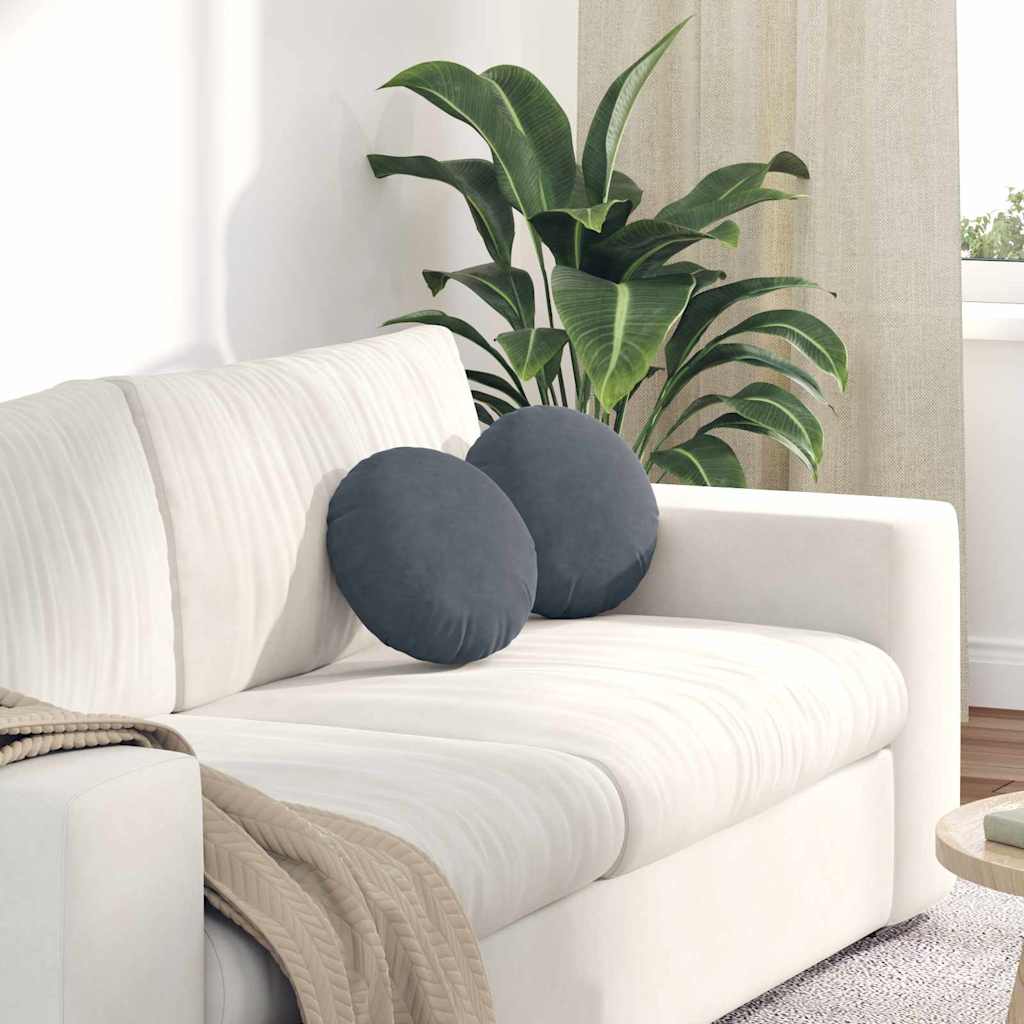 Perne de Șezut 2 pcs Gri închis Ø 40 x 13 cm Catifea GartenMobel Dekor