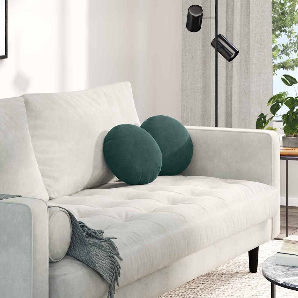 Perne de Șezut 2 pcs Verde închis Ø 40 x 13 cm Catifea GartenMobel Dekor