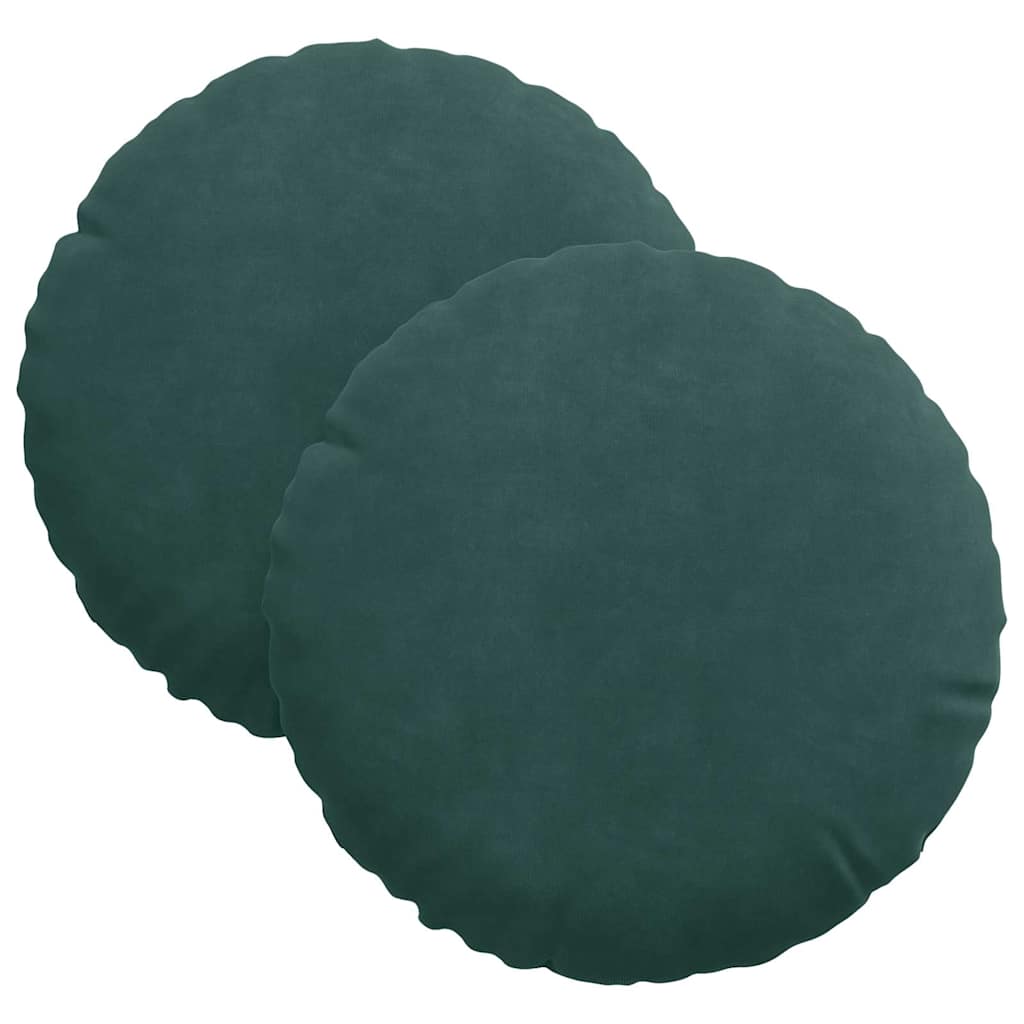 Perne de Șezut 2 pcs Verde închis Ø 40 x 13 cm Catifea GartenMobel Dekor
