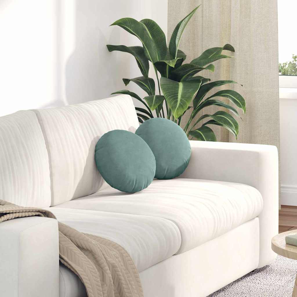 Perne de Șezut 2 pcs Verde Mării Ø 40 x 13 cm Catifea GartenMobel Dekor