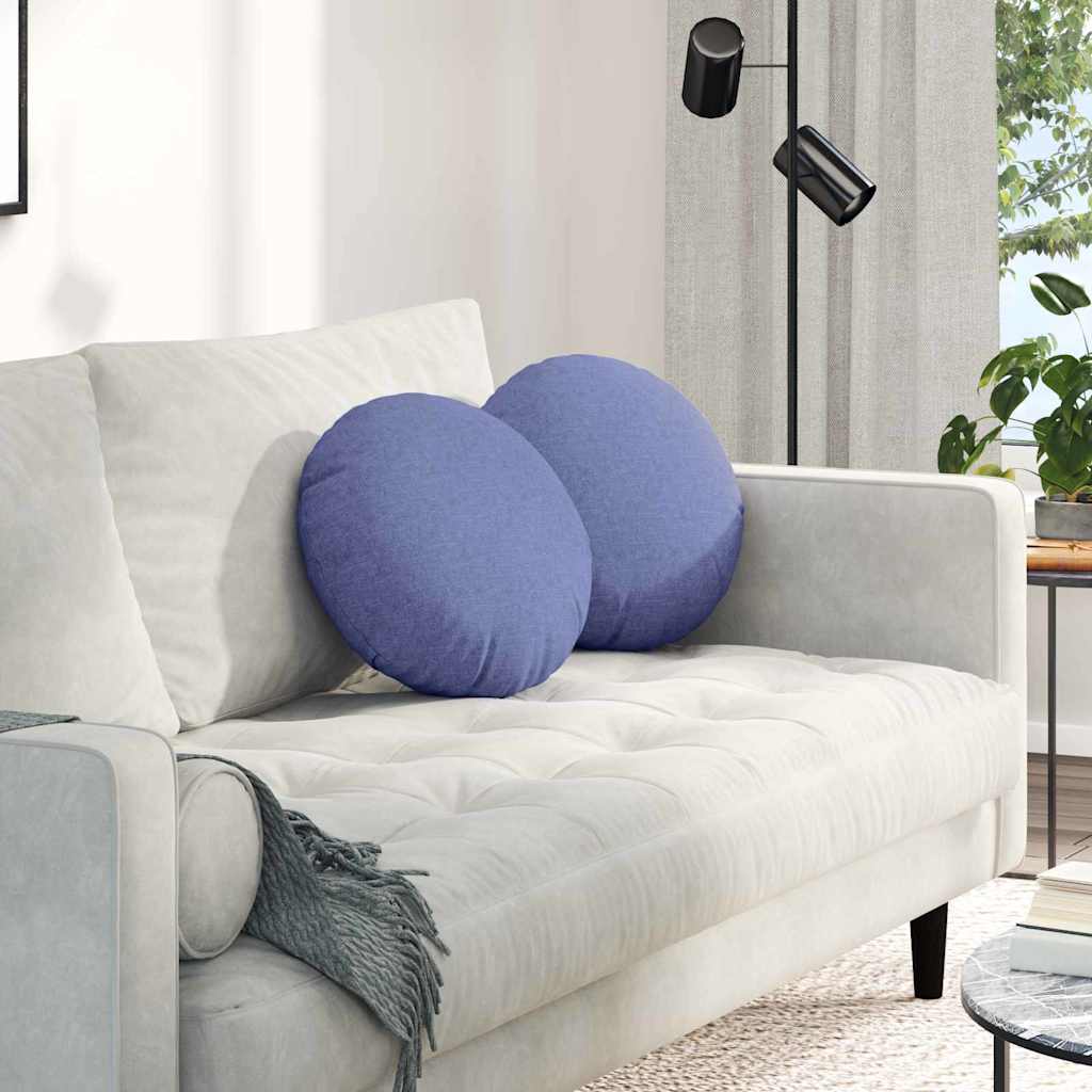 Perne de Șezut 2 pcs Albastru Jeans Ø40 x 13 cm țesătură GartenMobel Dekor