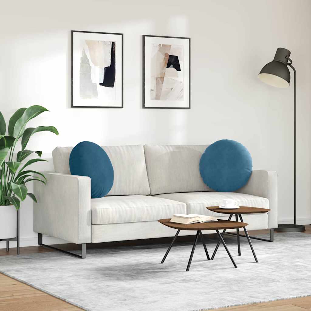 Perne de Șezut 2 pcs albastru Ø 40 x 13 cm Catifea GartenMobel Dekor