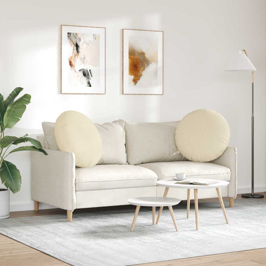 Perne de Șezut 2 pcs Crem Ø60 x 21 cm țesătură GartenMobel Dekor