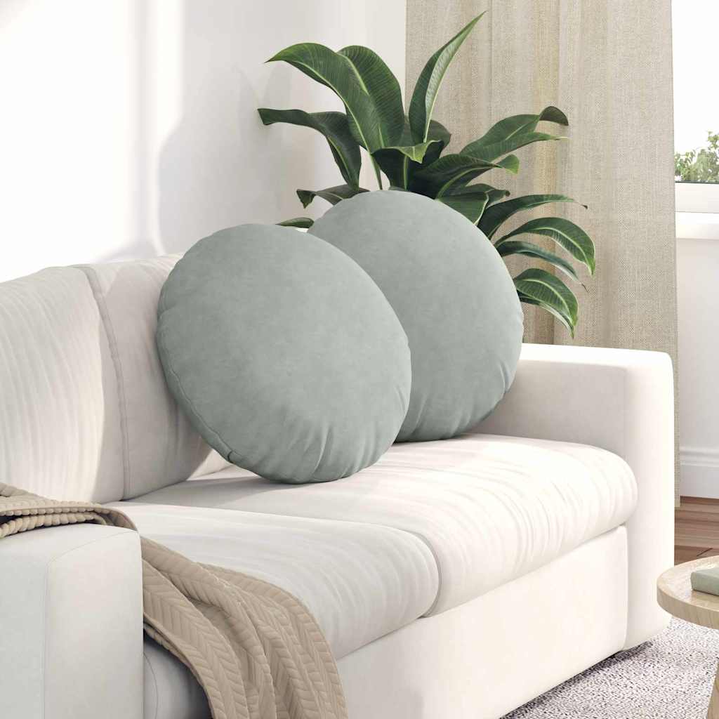 Perne de Șezut 2 pcs Gri deschis Ø 40 x 13 cm Catifea GartenMobel Dekor