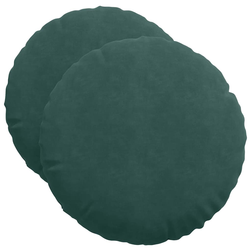 Perne de Șezut 2 pcs Verde închis Ø 40 x 13 cm Catifea GartenMobel Dekor