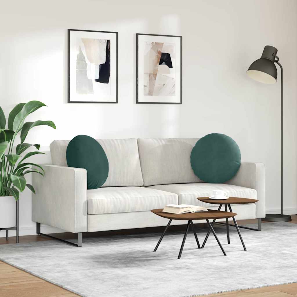 Perne de Șezut 2 pcs Verde închis Ø 40 x 13 cm Catifea GartenMobel Dekor