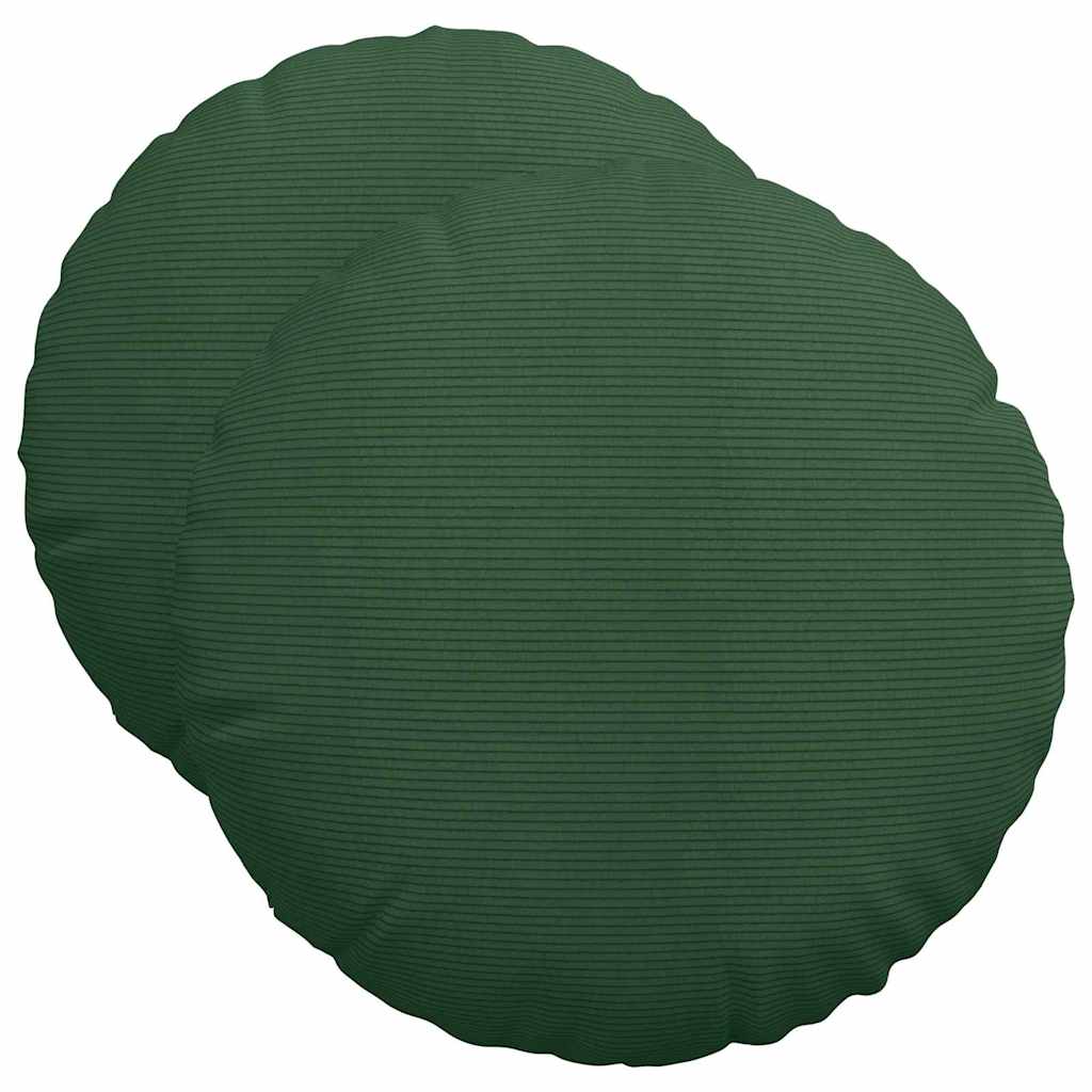 Perne de Șezut 2 pcs Verde închis Ø 50 cm Țesătură din corduroy GartenMobel Dekor