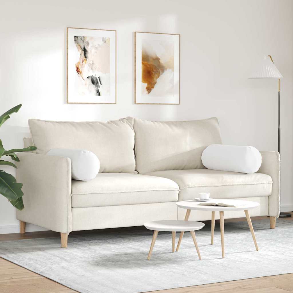 Perne Bolster 2 pcs Alb Ø 25 x 70 cm țesătură GartenMobel Dekor