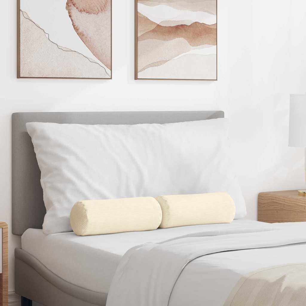 Perne Bolster 2 pcs Crem Ø 15 x 40 cm Țesătură din corduroy GartenMobel Dekor