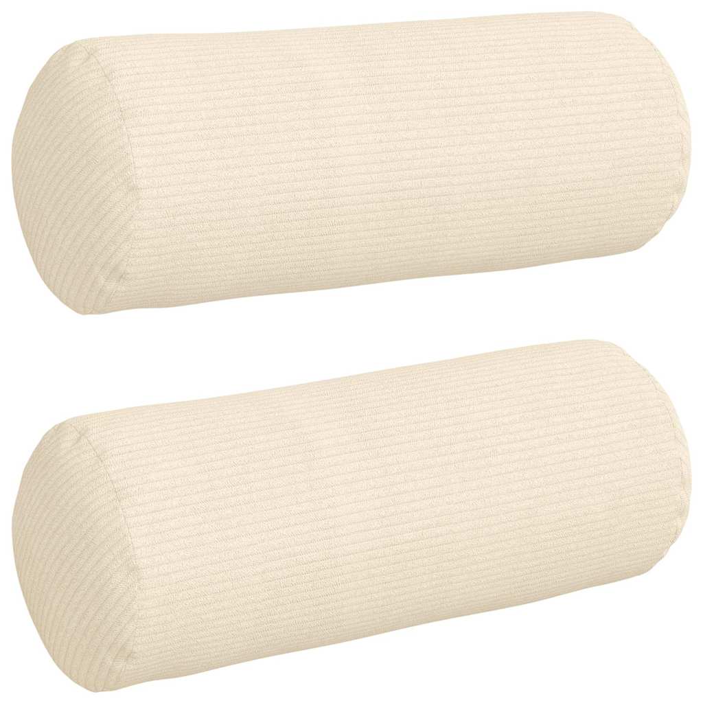Perne Bolster 2 pcs Crem Ø 15 x 40 cm Țesătură din corduroy GartenMobel Dekor