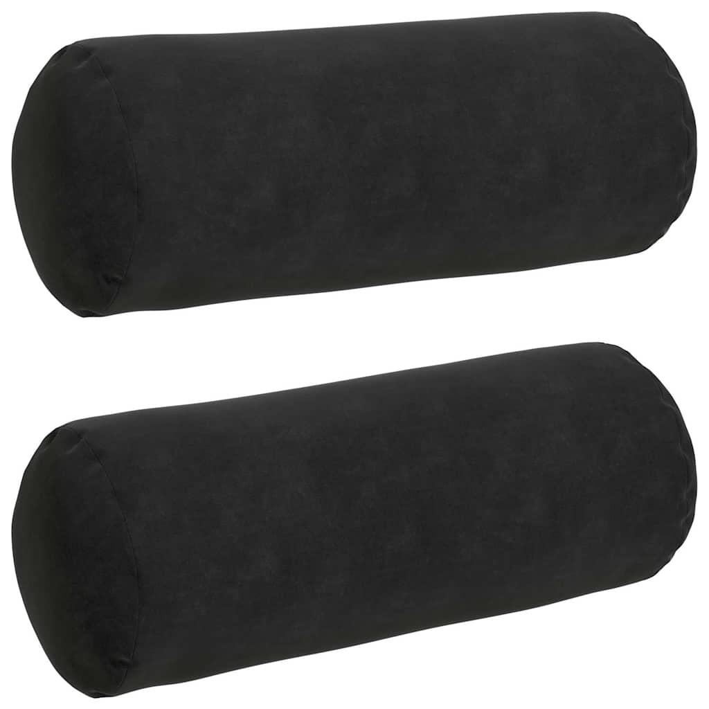 Perne Bolster 2 pcs Negru Ø 15 x 40 cm Țesătură din corduroy GartenMobel Dekor