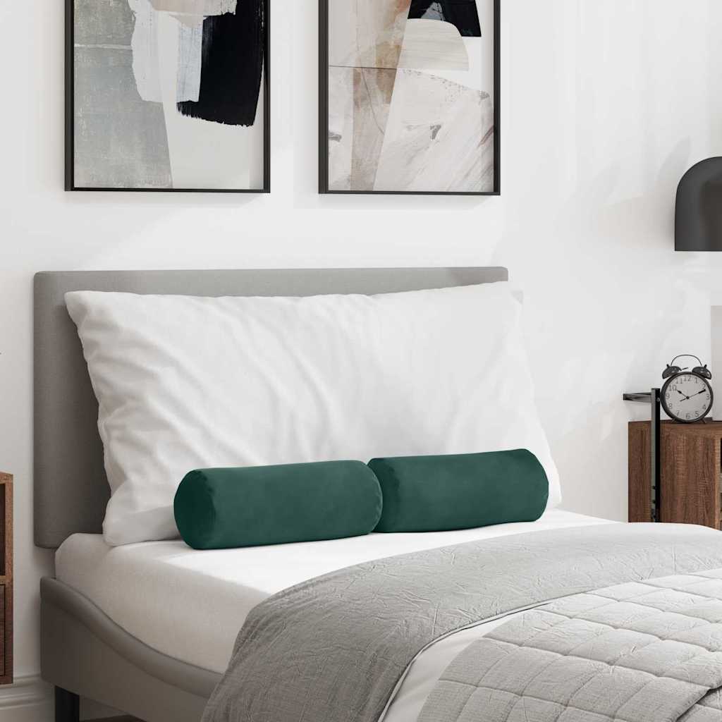 Perne Bolster 2 pcs Verde închis Ø 15 x 40 cm GartenMobel Dekor