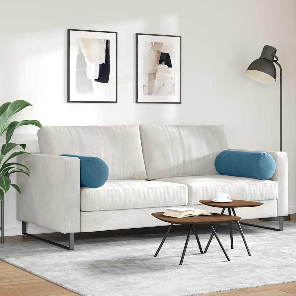 Perne Bolster 2 pcs albastru Ø 25 x 70 cm Țesătură din corduroy GartenMobel Dekor