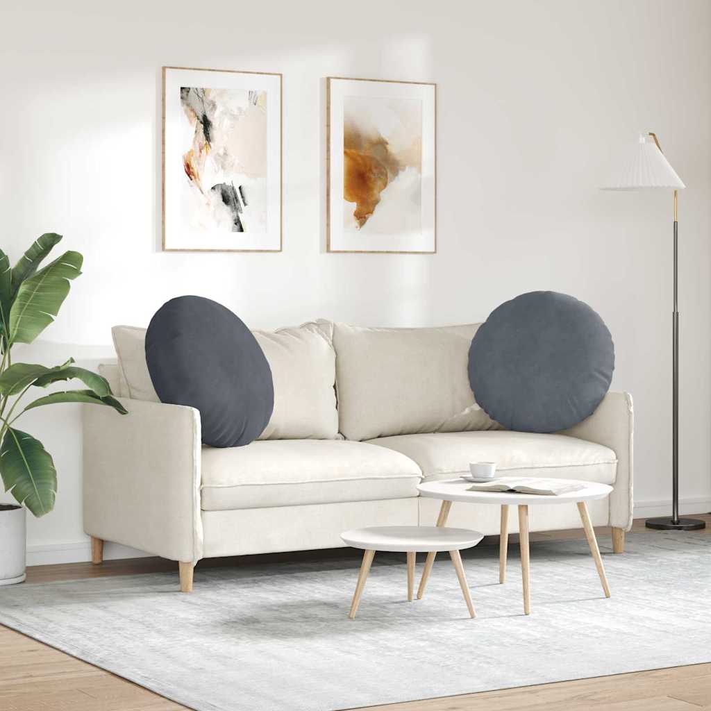 Perne de Șezut 2 pcs Gri închis Ø 40 x 13 cm Catifea GartenMobel Dekor