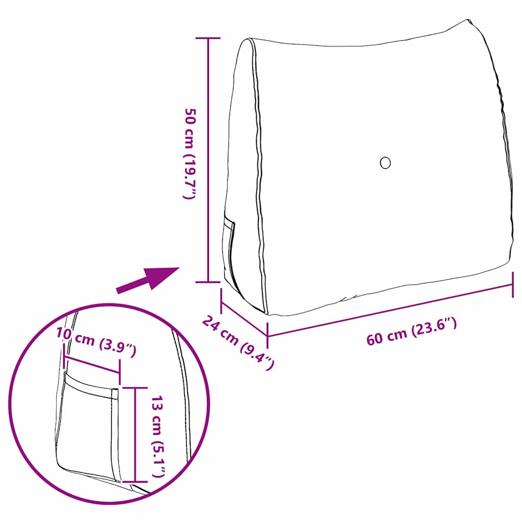 Perna pentru spate Crem 60 x 24 x 50 cm țesătură GartenMobel Dekor