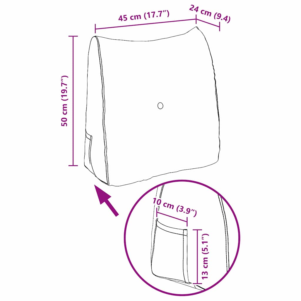 Perna pentru spate Gri nori 45 x 24 x 50 cm țesătură GartenMobel Dekor