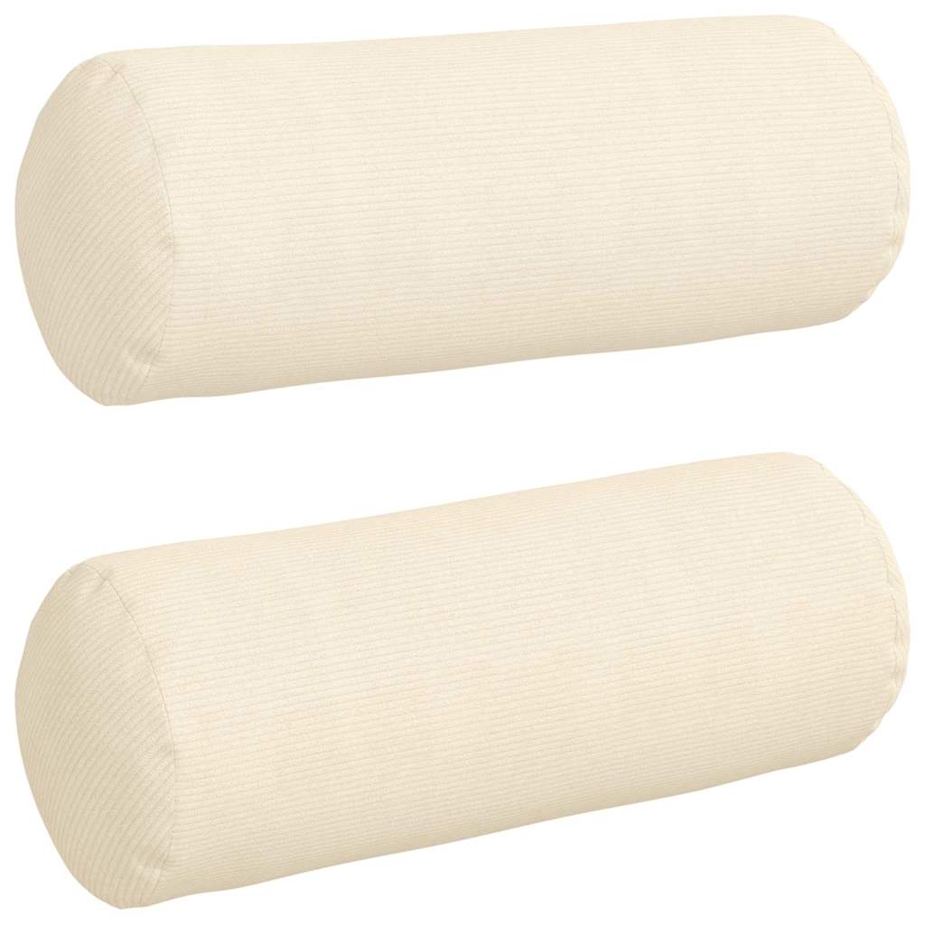 Perne Bolster 2 pcs Crem Ø 25 x 70 cm Țesătură din corduroy GartenMobel Dekor