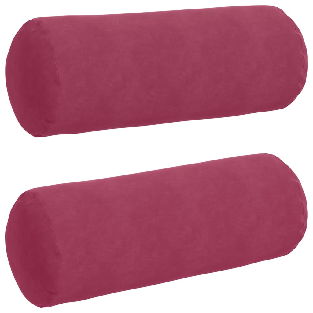 Perne Bolster 2 pcs Roșu Vin Ø 25 x 70 cm Țesătură din corduroy GartenMobel Dekor