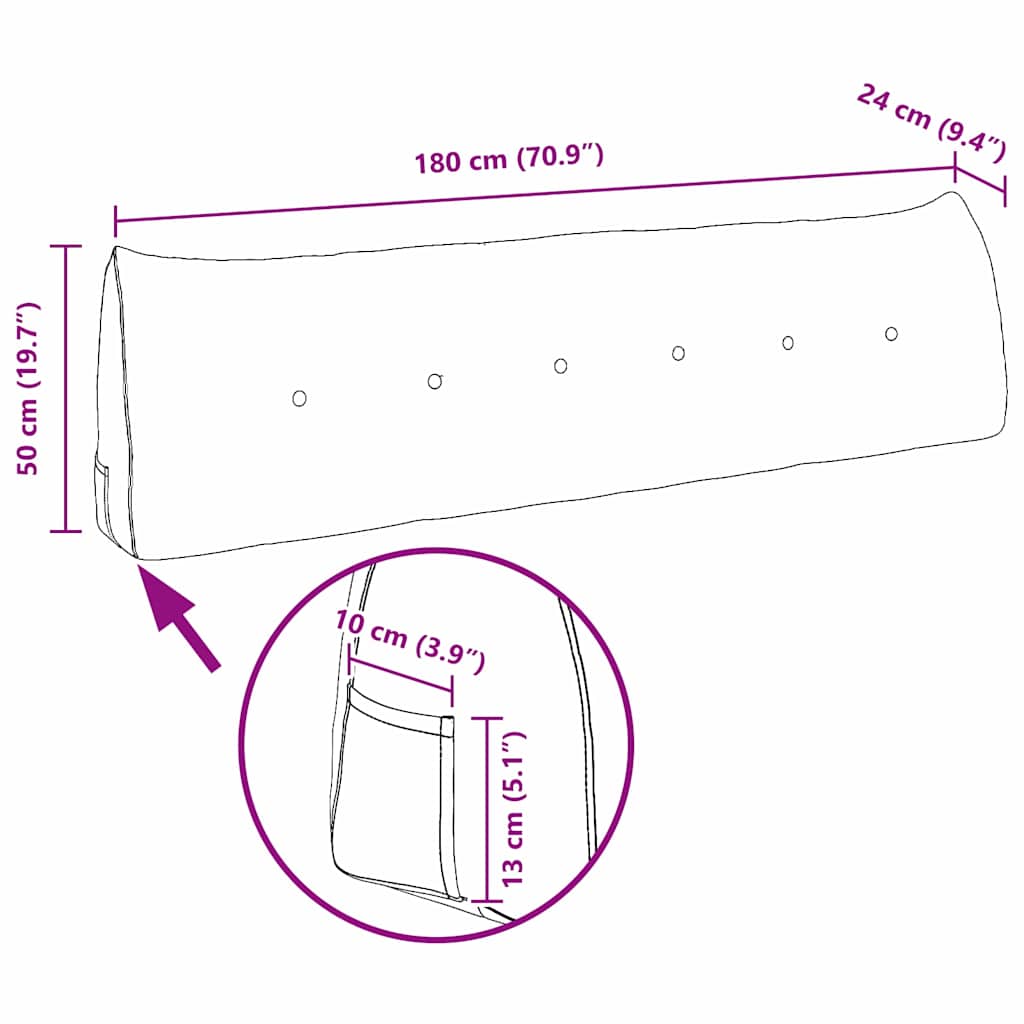 Perna pentru spate Gri închis 180 x 24 x 50 cm țesătură GartenMobel Dekor