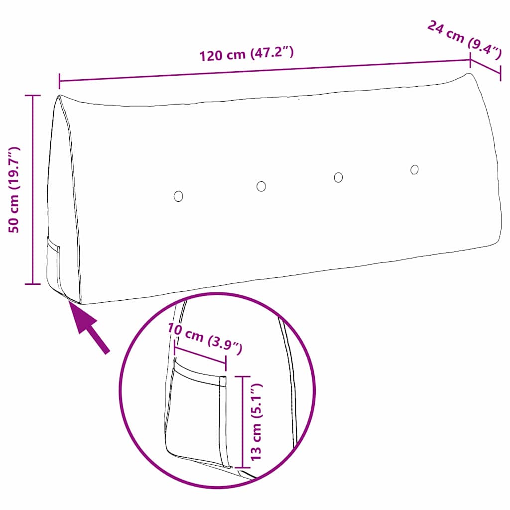 Perna pentru spate Gri nori 120 x 24 x 50 cm țesătură GartenMobel Dekor