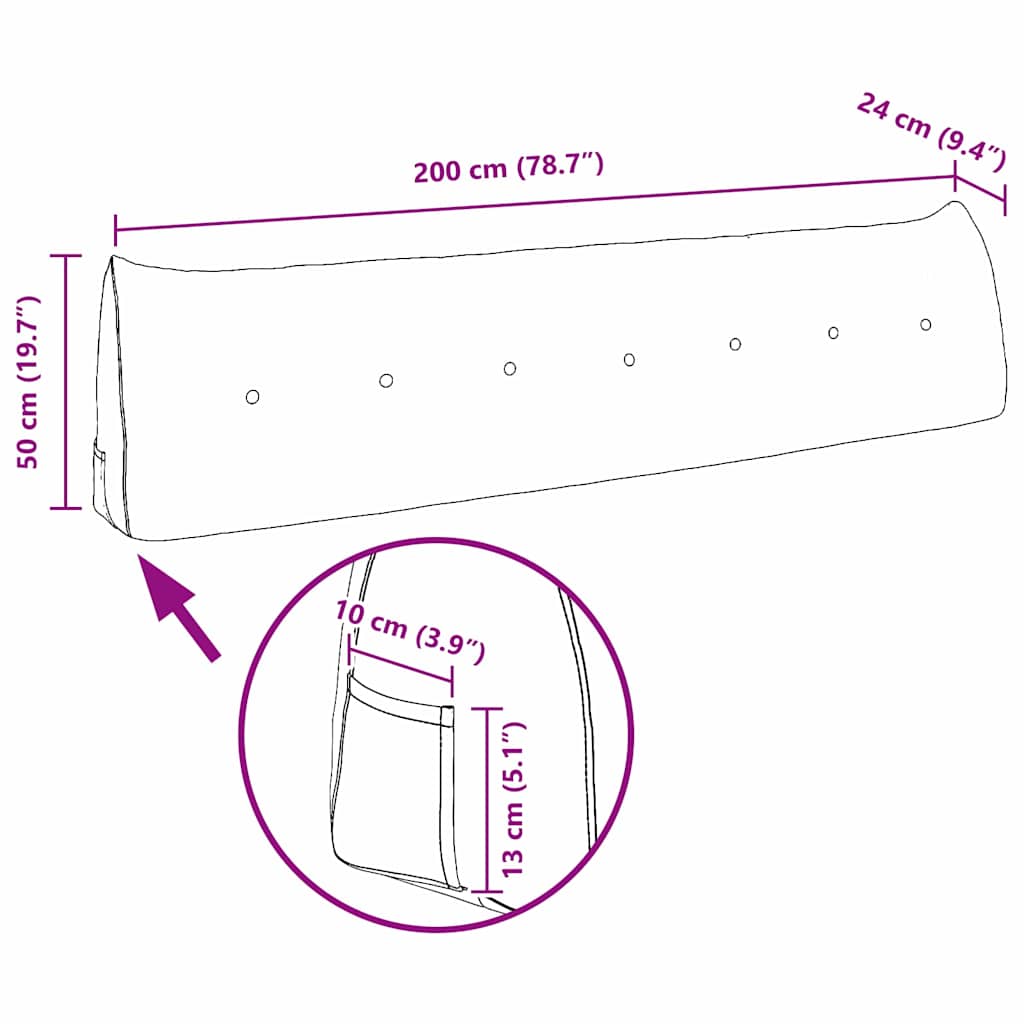 Perna pentru spate Roșu 200 x 24 x 50 cm țesătură GartenMobel Dekor