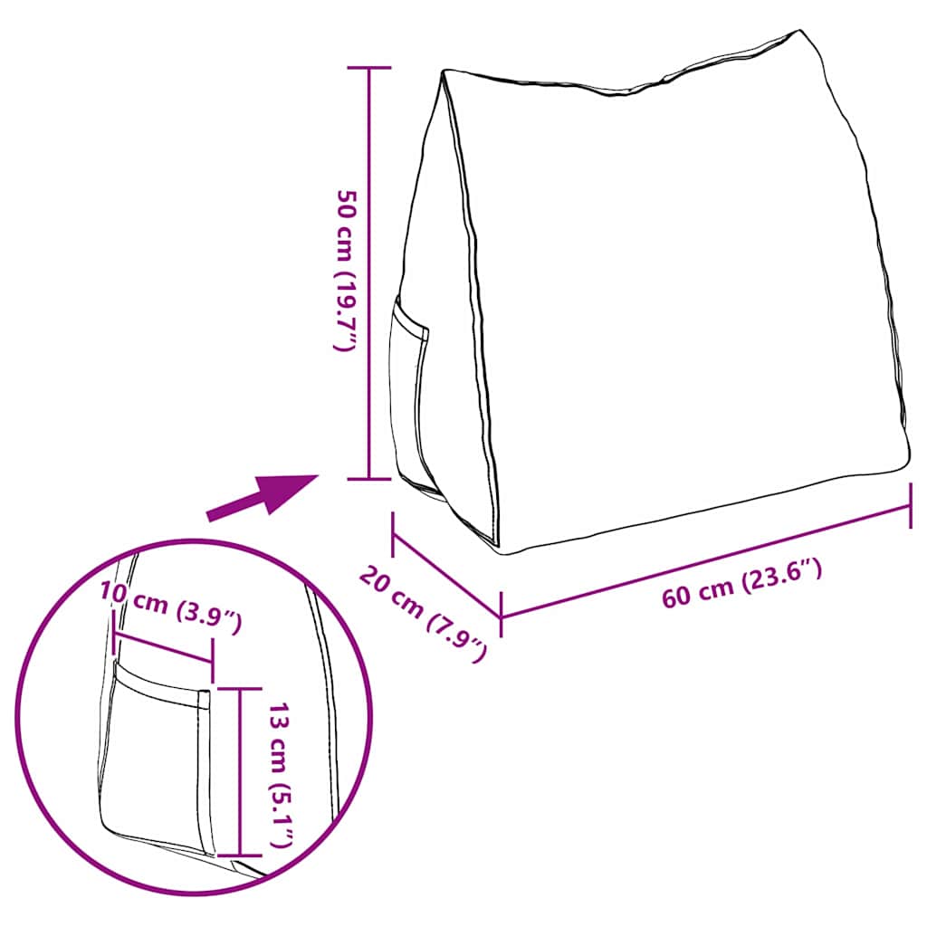 Perna pentru spate Gri deschis 60 x 20 x 50 cm țesătură GartenMobel Dekor