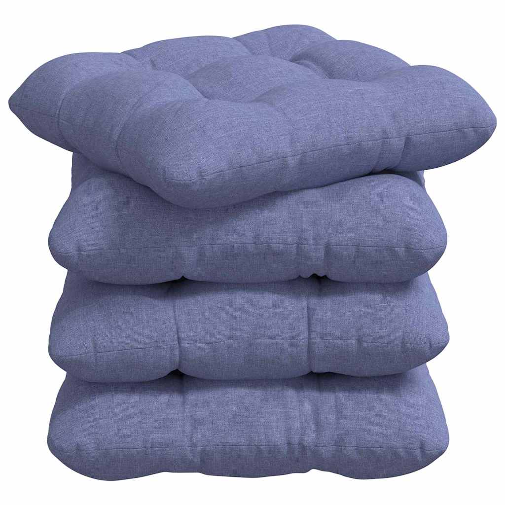 Perne de Șezut 4 pcs Albastru Jeans 40 x 40 x 12 cm țesătură GartenMobel Dekor