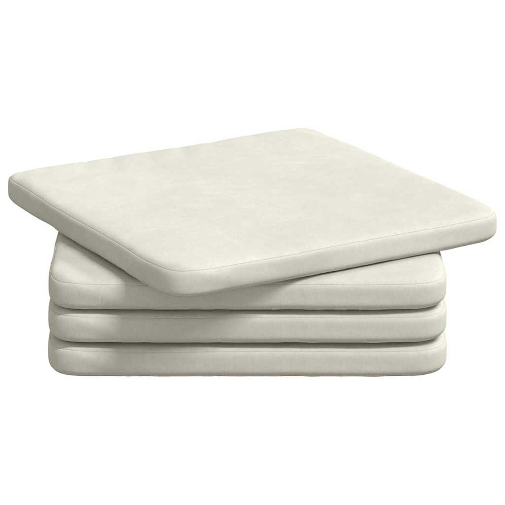 Perne de Șezut 4 pcs Crem 40 x 40 x 3 cm Catifea GartenMobel Dekor
