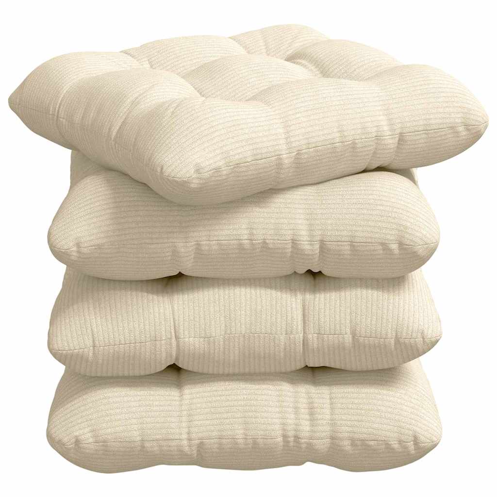 Perne de Șezut 4 pcs Crem 45 x 45 cm Țesătură din corduroy GartenMobel Dekor