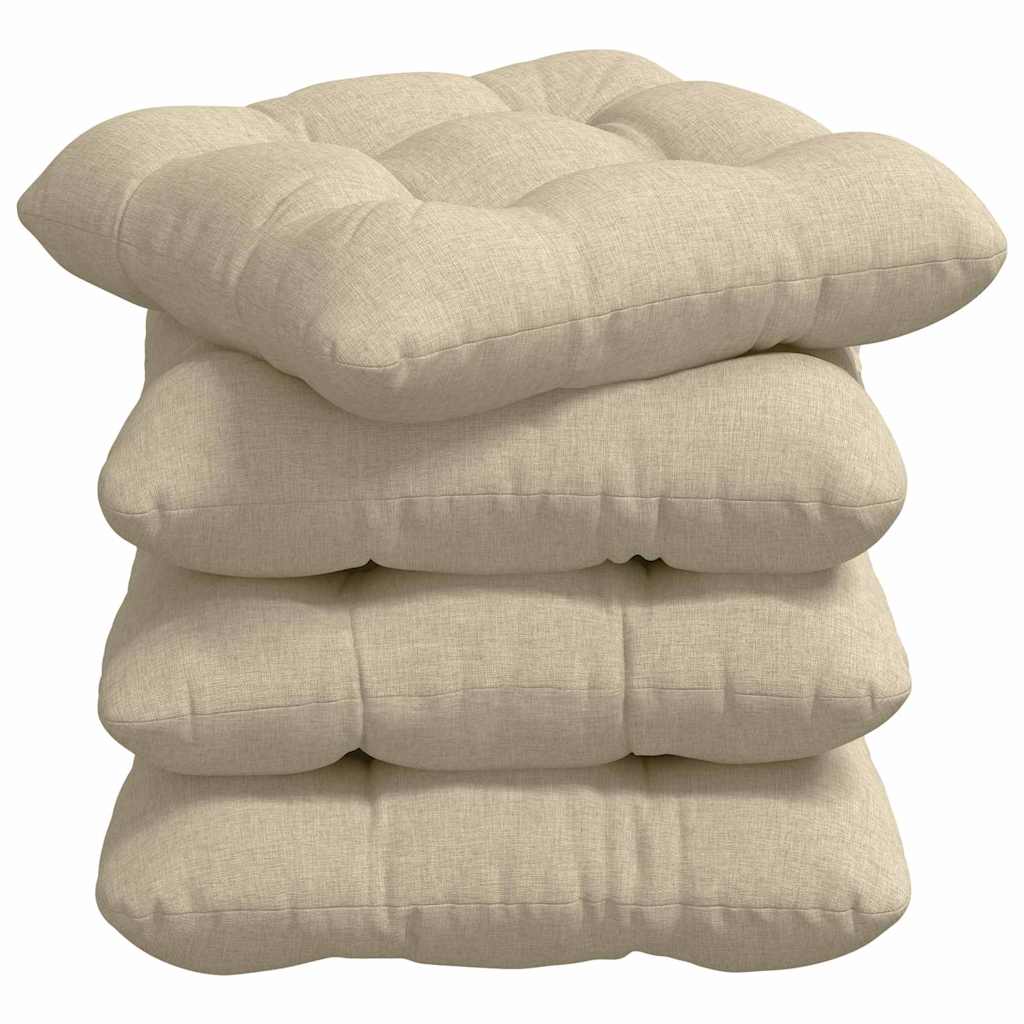 Perne de Șezut 4 pcs Crem 45 x 45 x 12 cm țesătură GartenMobel Dekor