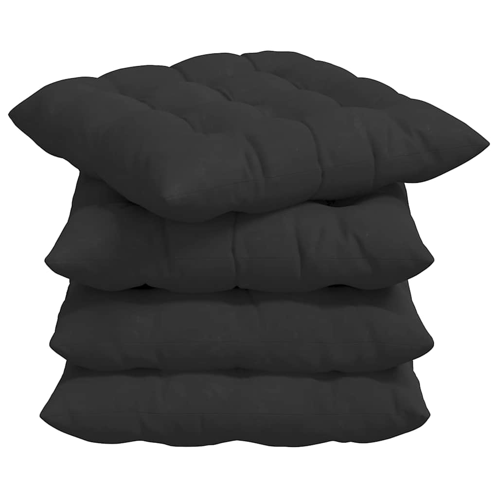 Perne de Șezut 4 pcs Negru 40 x 40 x 6 cm Microfibră GartenMobel Dekor