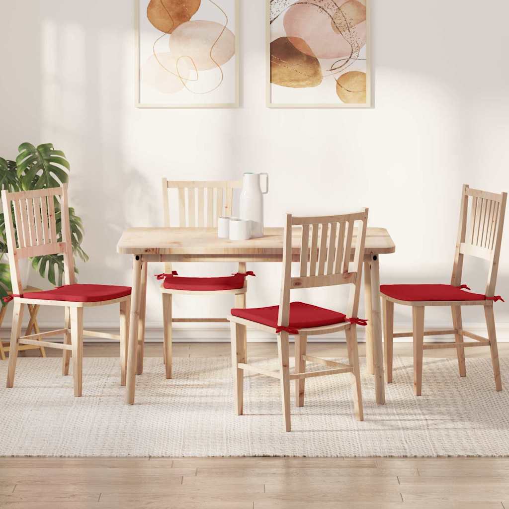 Perne de Șezut 4 pcs Roșu 40 x 40 x 3 cm țesătură GartenMobel Dekor