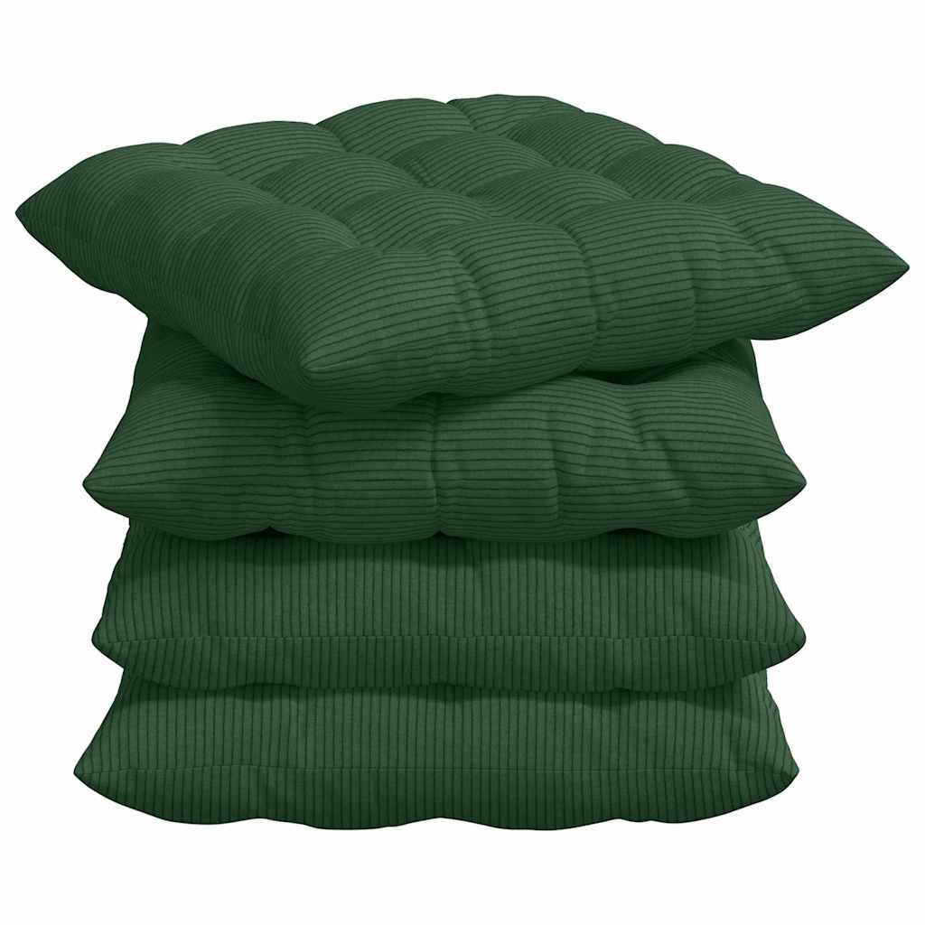 Perne de Șezut 4 pcs Verde închis 40 x 40 x 6 cm GartenMobel Dekor
