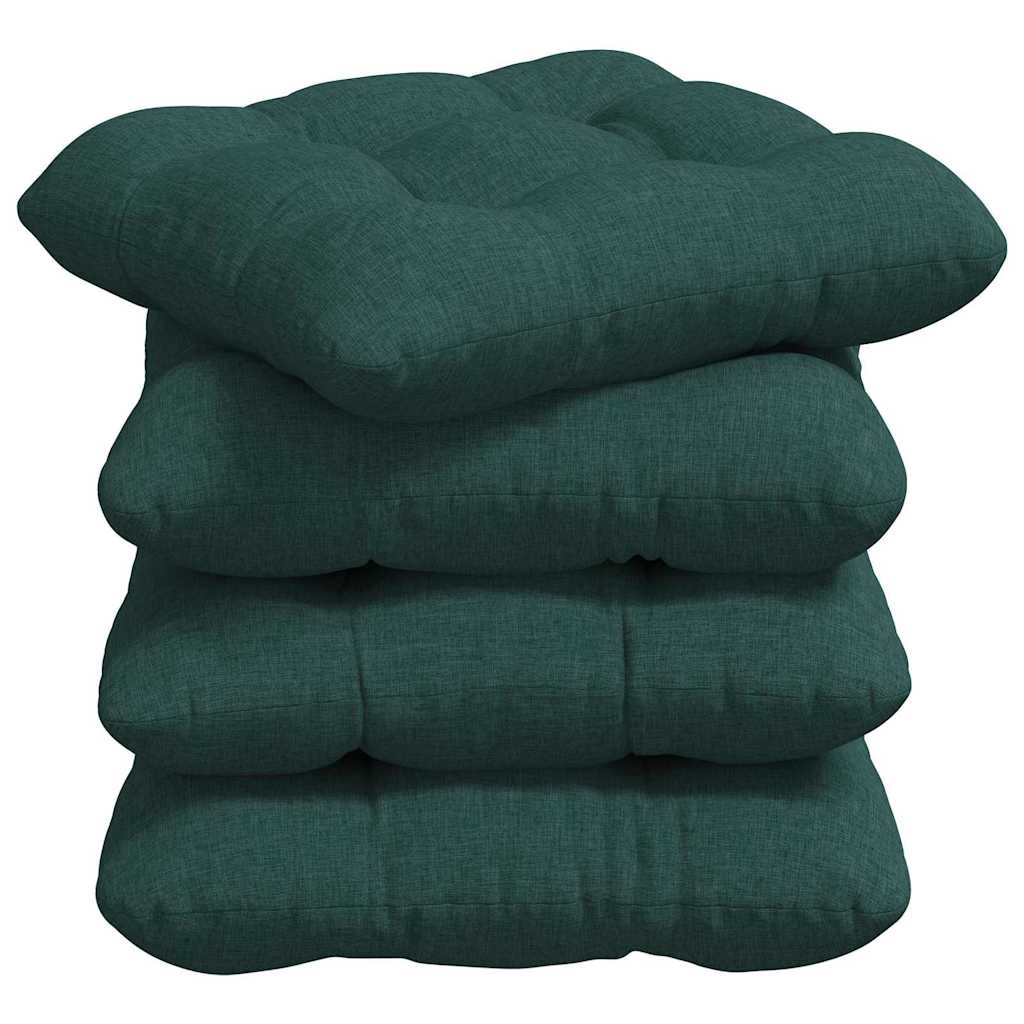 Perne de Șezut 4 pcs Verde închis 45 x 45 x 12 cm țesătură GartenMobel Dekor
