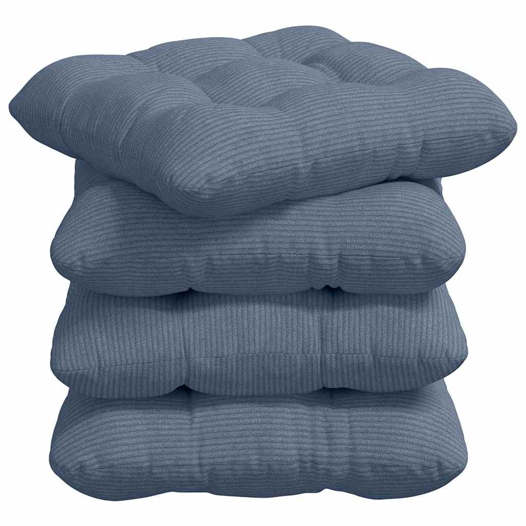 Perne de Șezut 4 pcs albastru 45 x 45 cm Țesătură din corduroy GartenMobel Dekor