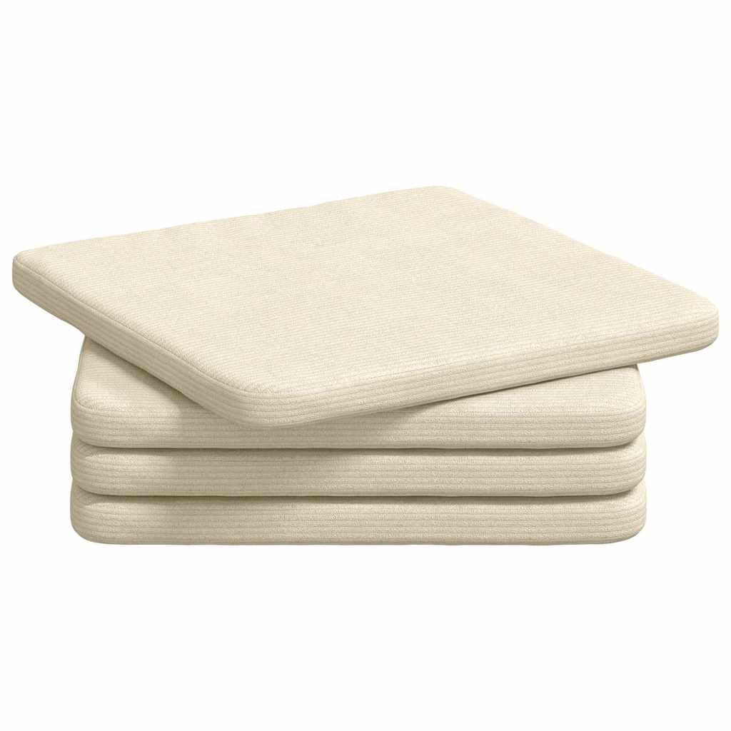 Perne de Șezut 4 pcs Crem 40 x 40 x 3 cm Țesătură din corduroy GartenMobel Dekor