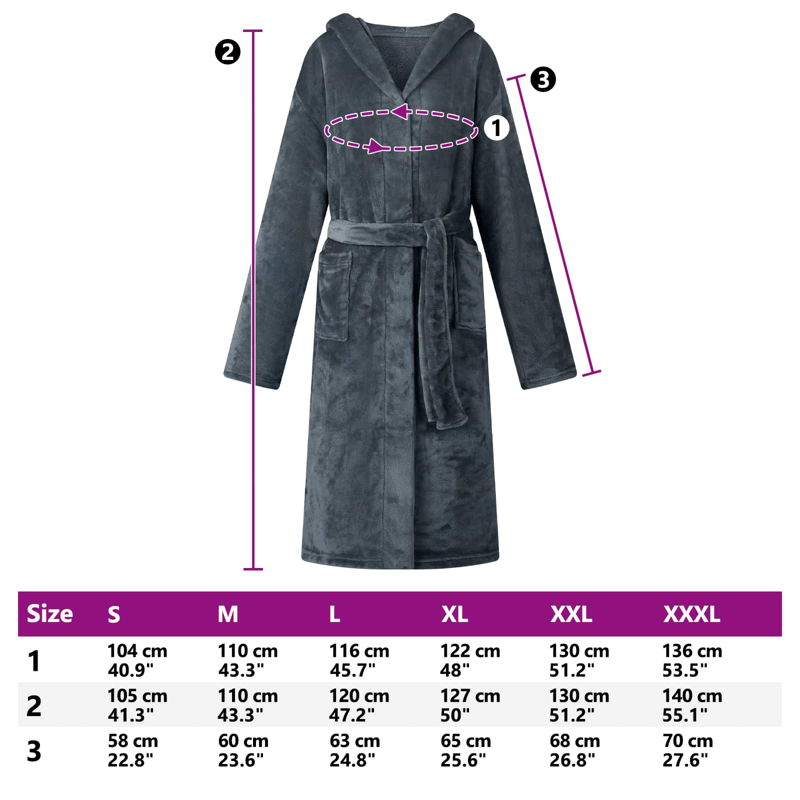 Robe cu glugă Albastru marin l Flanelă GartenMobel Dekor