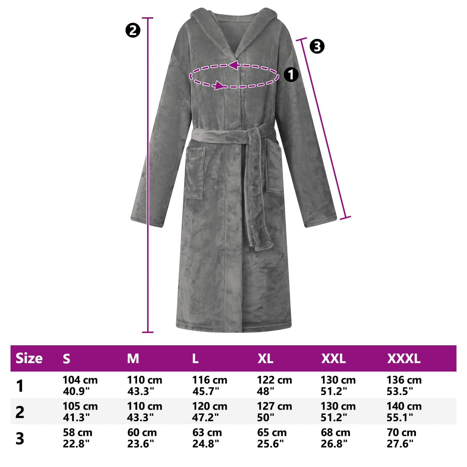 Robe cu glugă Gri închis m Flanelă GartenMobel Dekor