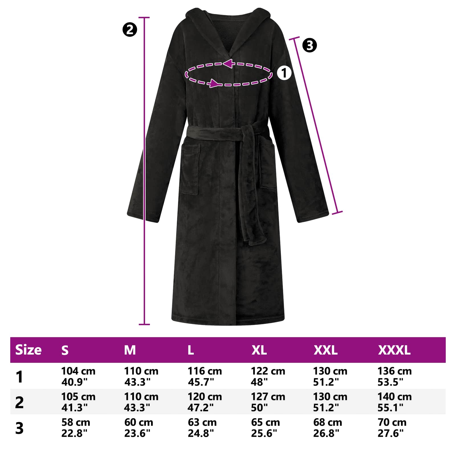 Robe cu glugă Negru xl Flanelă GartenMobel Dekor