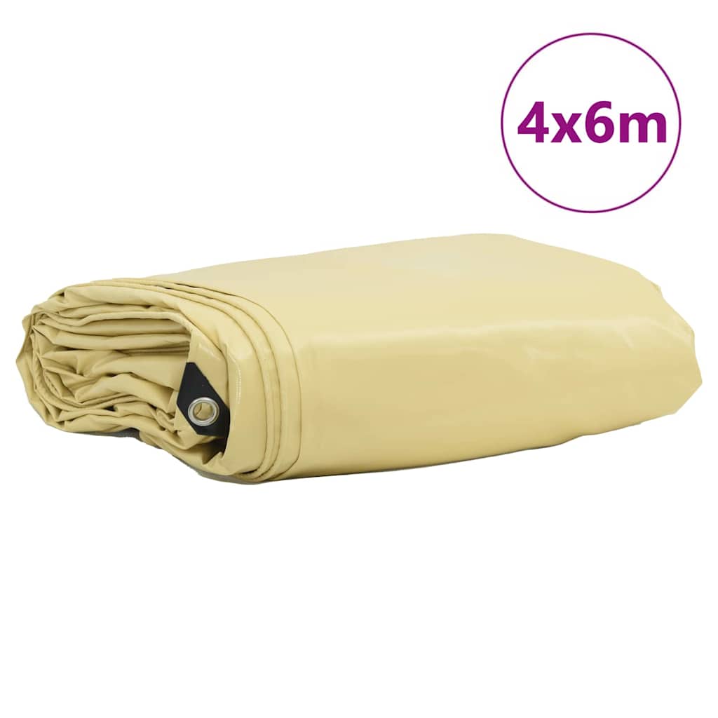 Pânză 650g / m² Bej 4 x 6 m Pânză cu acoperire PVC GartenMobel Dekor