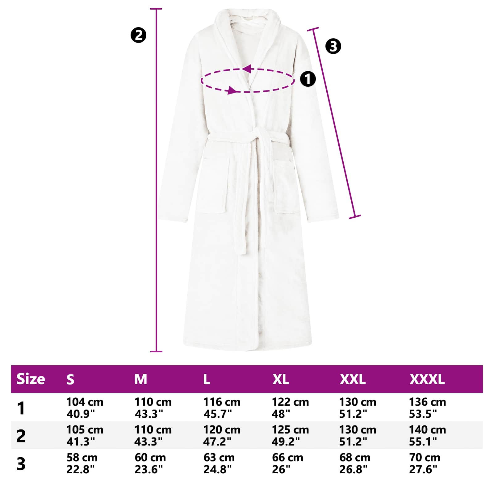 Robe fără glugă Alb m Flanelă GartenMobel Dekor