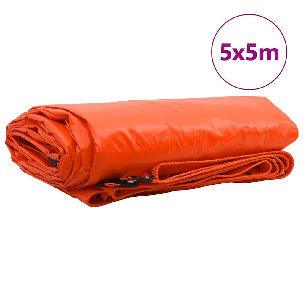 Pânză 650g / m² Portocaliu 5 x 5 m Pânză cu acoperire PVC GartenMobel Dekor