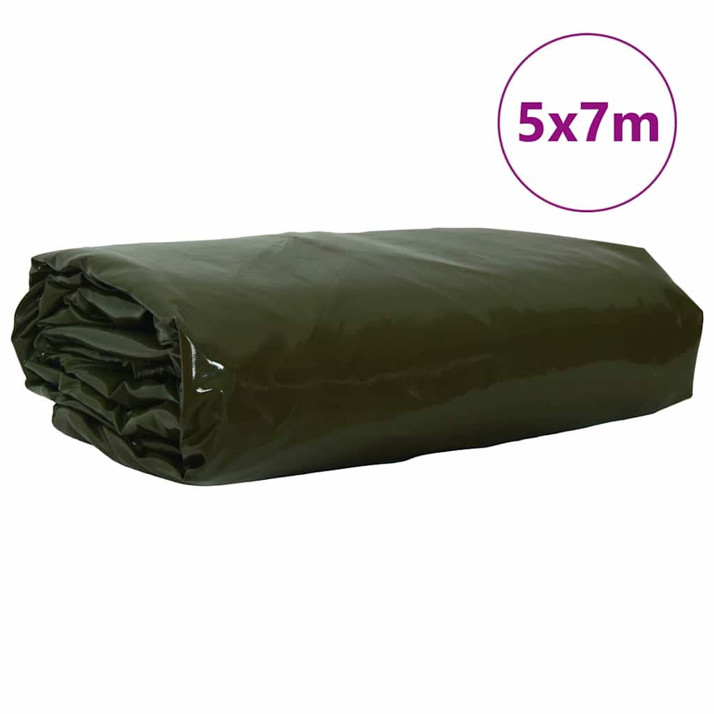 Pânză 650g / m² Verde măsliniu 5 x 7 m Pânză cu acoperire PVC GartenMobel Dekor